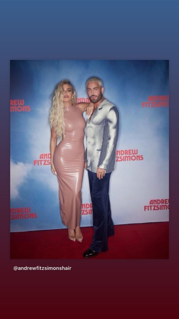 Khloe Kardashian dans une robe moulante en latex en compagnie d'Andrew Fitzsimons, le 3 juin 2022 sur Instagram.