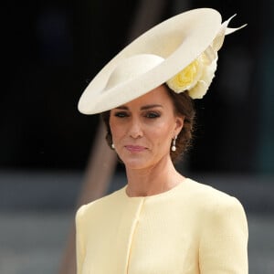 Catherine (Kate) Middleton, duchesse de Cambridge, - Les membres de la famille royale et les invités à la sortie de la messe du jubilé, célébrée à la cathédrale Saint-Paul de Londres, Royaume Uni, le 3 juin 2022.