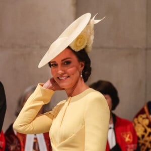 Catherine (Kate) Middleton, duchesse de Cambridge, - Les membres de la famille royale et les invités à la sortie de la messe du jubilé, célébrée à la cathédrale Saint-Paul de Londres, Royaume Uni, le 3 juin 2022.