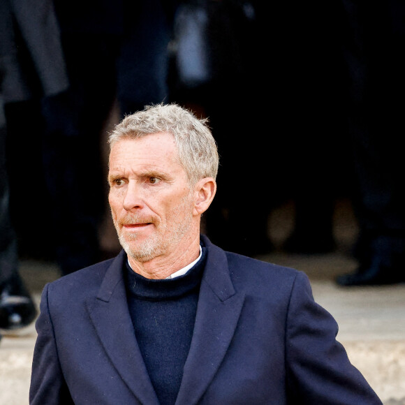 Denis Brogniart - Sorties des obsèques de Jean-Pierre Pernaut en la Basilique Sainte-Clotilde à Paris, France, le 9 mars 2022. © Cyril Moreau/Bestimage