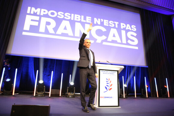 Eric Zemmour au soir du premier tour des élections présidentielles 2022 à la Mutualité à Paris le 10 avril 2022