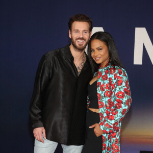 Matt Pokora et sa femme Christina Milian lors de la première du film "Ambulance" à Los Angeles le 4 avril 2022. 