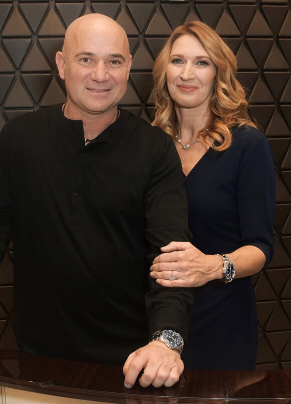 Andre Agassi et sa femme Steffi Graf à l'inauguration d'une nouvelle boutique Longines à Las Vegas.