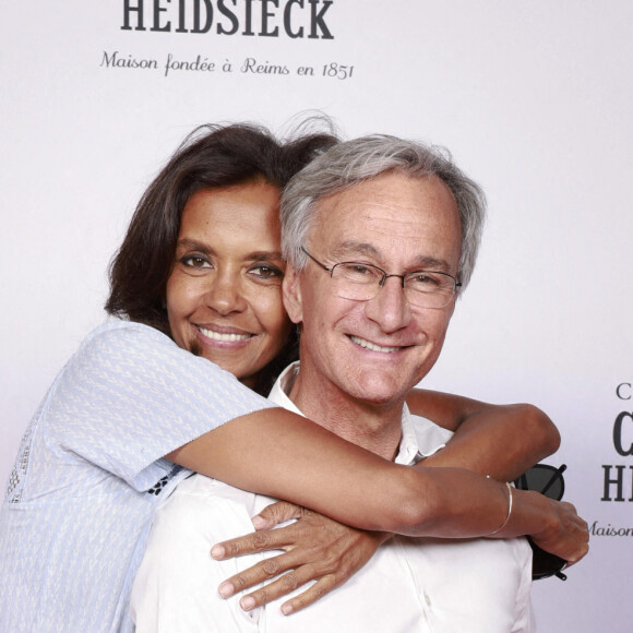 Exclusif - Karine Le Marchand et Laurent Petitguillaume - Soirée "Télé 7 Jours Summer Party" au restaurant "Monsieur Bleu" à Paris le 14 juin 2022. © Christophe Aubert via Bestimage