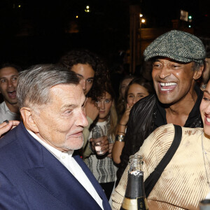 Jean-Claude Camus (boit à la bouteille), Yannick Noah et sa fille Jenaye lors de la soirée d'anniversaire de Joalukas Noah, fils de Yannick Noah et Isabelle Camus, pour ses 18 ans à Paris le 10 juin 2022. © Cyril Moreau / Bestimage 