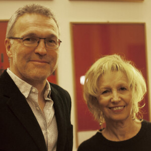 Laurent Ruquier et Catherine Barma - Remise du Prix Philippe Caloni 2015 à la Scam (Société Civile des Auteurs Multimedias) à Paris le 24 novembre 2015. © Veeren / Bestimage