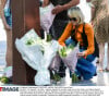 Laeticia Hallyday et ses filles Jade et Joy sont allées déposer des fleurs au pied de la statue de Johnny Hallyday, sur le parvis de la salle AccorHotels Arena à Paris. Le 15 juin 2022.