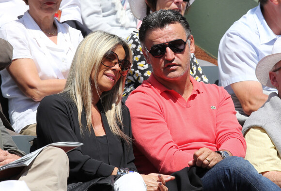 Christophe Galtier et sa femme - People dans les tribunes lors du tournoi de tennis de Roland Garros à Paris le 30 mai 2015.