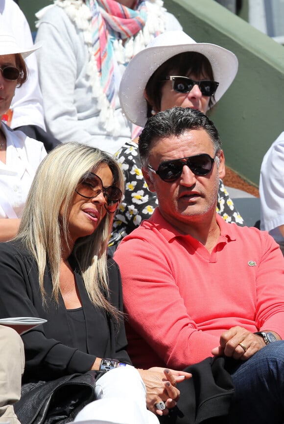 Christophe Galtier et sa femme - People dans les tribunes lors du tournoi de tennis de Roland Garros à Paris le 30 mai 2015.