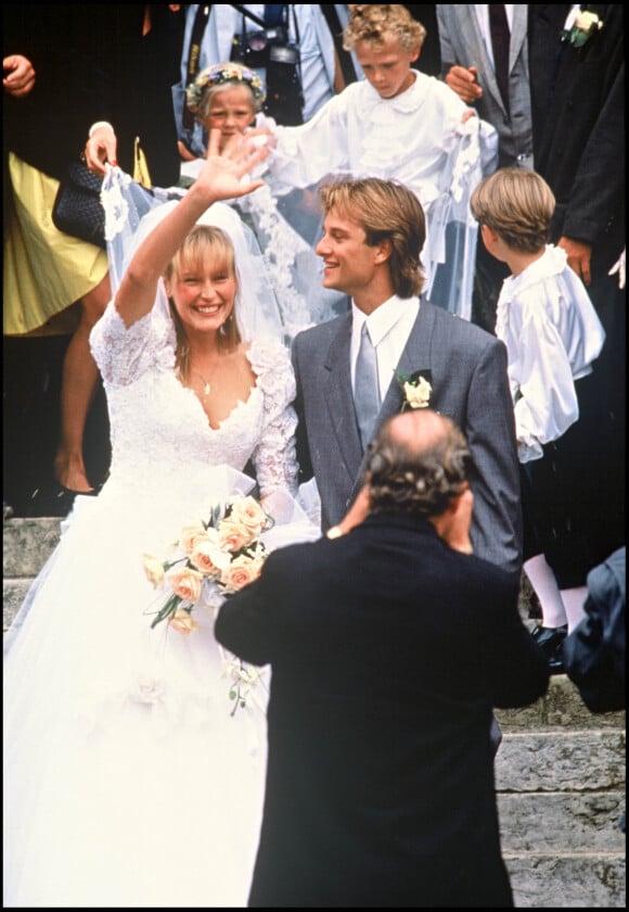 Archives- Mariage de David Hallyday et Estelle Lefébure, le 15 septembre 1989.