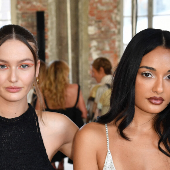 Tina Kunakey, Kristina Romanova et Amina Muaddi - Front Row du défilé de mode Haute-Couture automne-hiver 2022-2023 "Alexandre Vauthier" à Paris le 5 juillet 2022. © Veeren / Christophe Clovis / Besimage