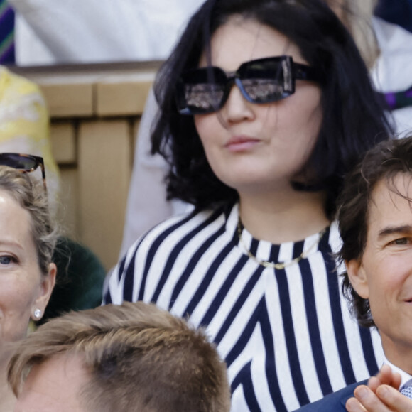 Tom Cruise dans les tribunes lors de la finale dame du tournoi de Wimbledon au All England Lawn Tennis and Croquet Club à Londres, Royaume Uni, le 9 juillet 2022. 