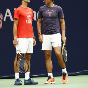 Novak Djokovic et Rafael Nadal - Les joueurs de tennis participent au "Arthur Ashe Kids' Day" à New York avant l'US Open de tennis le 25 août 2018.
