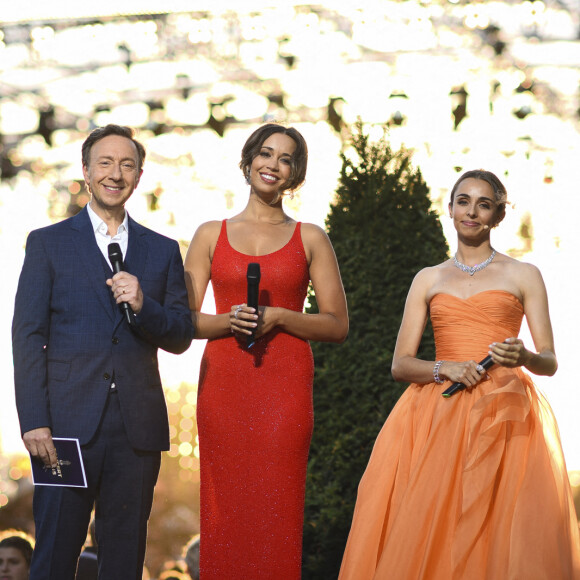 Exclusif - Stéphane Bern (Chaussures Louboutin aux couleurs Bleu Blanc Rouge), Nadine Sierra et Léa Desandre - Enregistrement de l'émission "Le concert de Paris" à la Tour Eiffel , diffusé sur France 2 © Pierre Perusseau-Tiziano da Silva / Bestimage