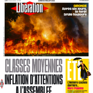 Couverture de "Libération" du lundi 18 juillet 2022