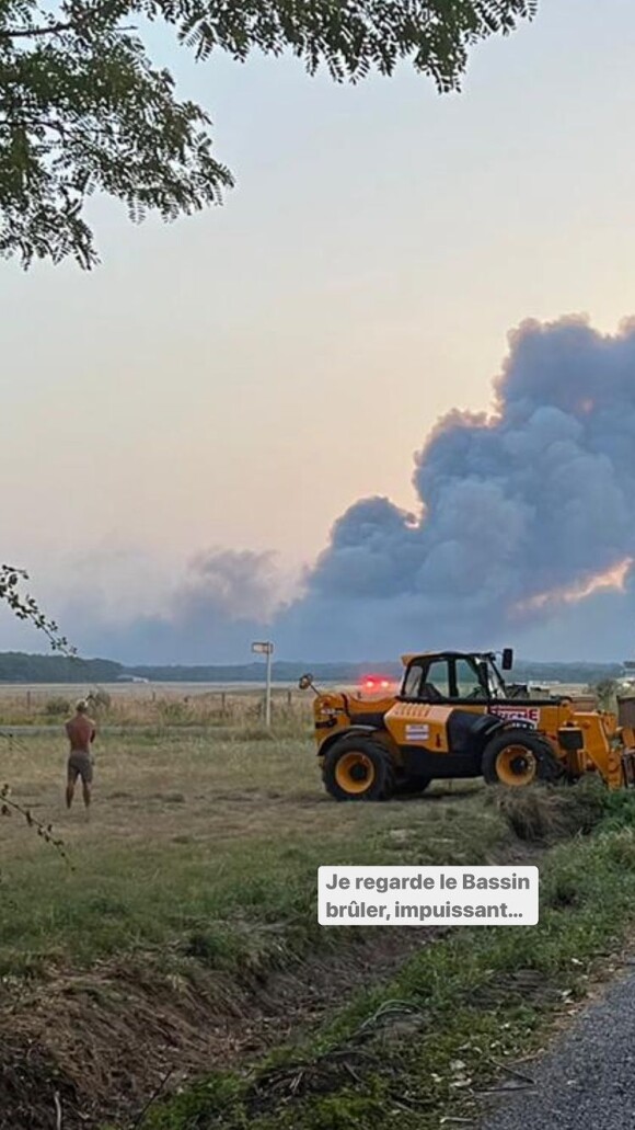 Jérémy Frérot constate les dégâts provoqués par les incendies en Gironde, story Instagram du 18 juillet 2022.