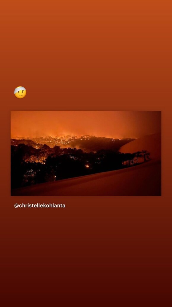 Jérémy Frérot constate les dégâts provoqués par les incendies en Gironde, story Instagram du 18 juillet 2022.