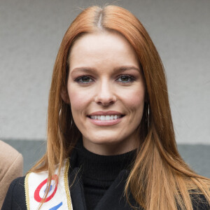 Miss France 2018, Miss France 2015, Miss France 2014, Miss France 2013 et Miss France 2010 participent à la course "Le Défi des Miss" lors du Grand Prix de France à Vincennes Hippodrome de Paris, France, le 11 février 2018. © Pierre Perusseau/Bestimage 