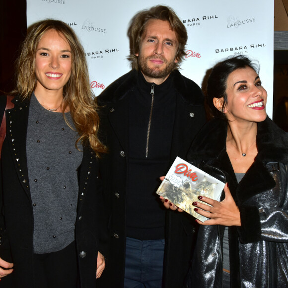 Philippe Lacheau avec sa compagne Elodie Fontan et Reem Kherici lors de la présentation du livre de R. Khereci "Diva", inspiré par son chat, à la boutique Barbara à Paris, le 8 novembre 2017. © Giancarlo Gorassini/Bestimage