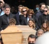 Laurent Tapie , Dominique Tapie, Sophie Tapie - Sorties des obsèques de Bernard Tapie en la Cathédrale La Major à Marseille le 8 octobre 2021. © Jacovides / Santini / Bestimage