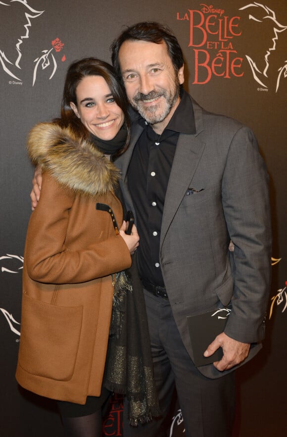 Jean-Hugues Anglade et sa compagne Charlotte Leloup - People a la generale de la comedie musicale "La Belle et la Bete" au Theatre Mogador a Paris le 24 octobre 2013.