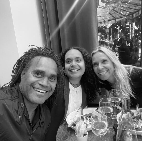 Christian Karembeu, son ex femme Estelle et leur fille Ines.