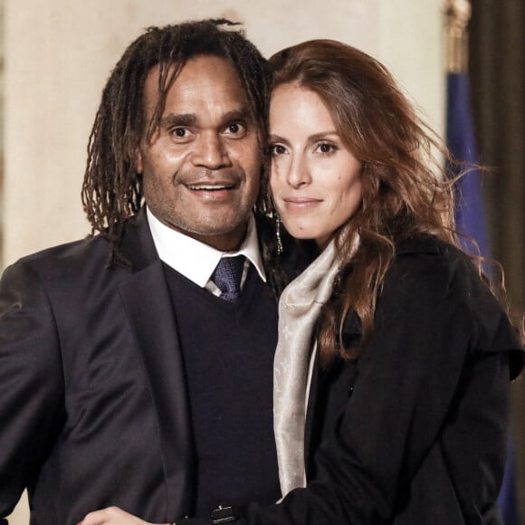 L'ancien footballeur français Christian Karembeu et sa femme Jacky Chamoun - Dîner au Palais de l'Elysée en l'honneur des 50 ans du Variétés Club de France, à Paris. © Stéphane Lemouton / Bestimage