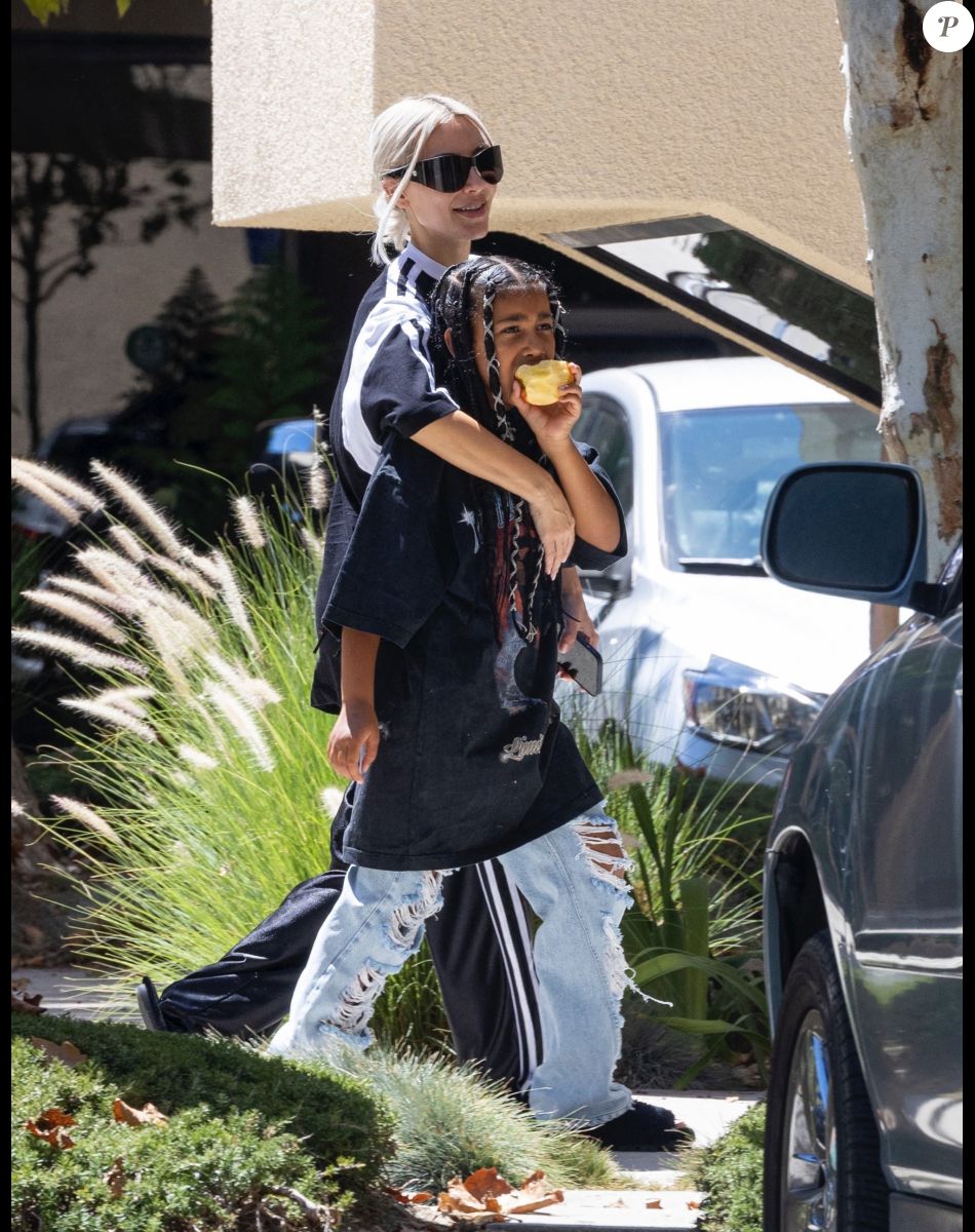 Kim Kardashian and her daughter North West after her karate class in Los Angeles.