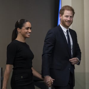 Le prince Harry, duc de Sussex et Meghan Markle, duchesse de Sussex, lors de la célébration du "Nelson Mandela International Day" au siège de l'ONU à New York.