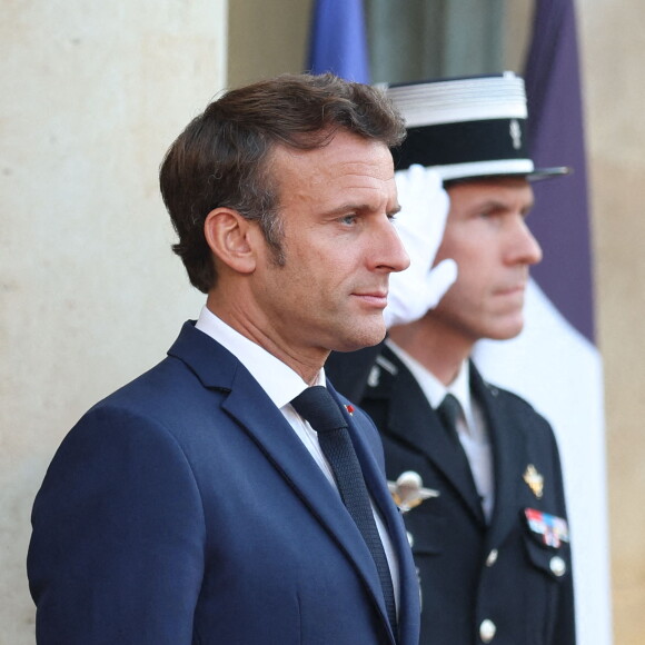 Emmanuel Macron a accueilli le prince héritier saoudien Mohammed ben Salmane, invité pour un dîner de travail au palais de l'Elysée à Paris, le 28 juillet 2022. © Tiziano Da Silva/Bestimage