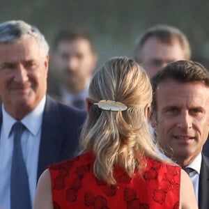 Emmanuel Macron et Brigitte Macron reçoivent le Cheikh Mohammed ben Zayed Al Nahyane pour un dîner au Grand Trianon. Versailles, le 18 juillet 2022. © Stéphane Lemouton/Bestimage