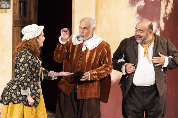 Exclusif - Gersende Perrin, Francis Perrin, Christophe Vericel - Représentation de la pièce "L'école des femmes" avec F.Perrin lors du festival de Ramatuelle au théâtre de Verdure le 10 août 2022. © Cyril Bruneau / Festival de Ramatuelle / Bestimage 