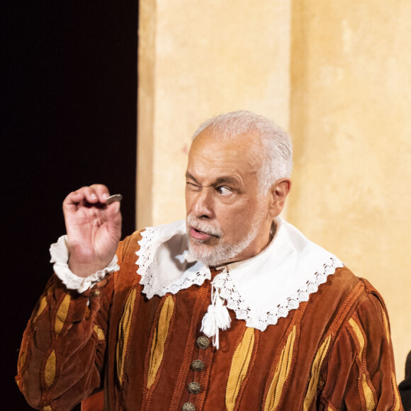 Exclusif - Gersende Perrin, Francis Perrin, Christophe Vericel - Représentation de la pièce "L'école des femmes" avec F.Perrin lors du festival de Ramatuelle au théâtre de Verdure le 10 août 2022. © Cyril Bruneau / Festival de Ramatuelle / Bestimage 