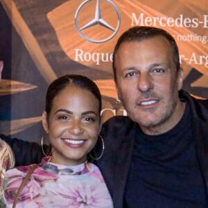 M. Pokora (Matt Pokora) et sa compagne Christina Milian, Jean Roch et sa femme Anaïs Monory - Les people font la fête à la Gioia à Saint-Tropez. Eté 2020. © Arthur Wilhelm via Bestimage 