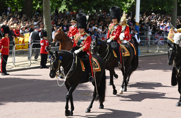 Le prince Charles, prince de Galles, Le prince William, duc de Cambridge - Les membres de la famille royale lors de la parade militaire "Trooping the Colour" dans le cadre de la célébration du jubilé de platine (70 ans de règne) de la reine Elizabeth II à Londres, le 2 juin 2022. 