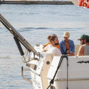 Exclusif - Joakim Noah et sa femme Lais Ribeiro sont allés faire une balade en bateau avec des amis à Rio de Janeiro au Brésil le 3 aout 2022.