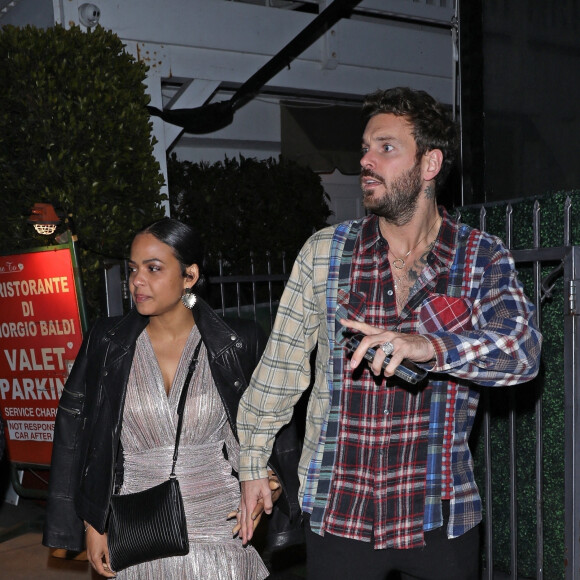 Matt Pokora (M. Pokora) et sa femme Christina Milian ont dîné avec Tony Parker au restaurant Giorgio Baldi à Santa Monica le 9 janvier 2021. 