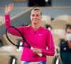 La joueuse de tennis tchèque Petra Kvitova a éliminé la Française Océane Dodin, 3-6, 5-7 lors du tournoi de tennis de Roland Garros, le 28 septembre 2020.