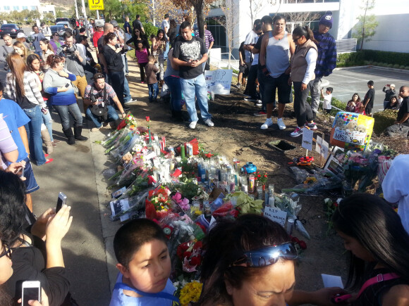 Vue du lieu où s'est produit l'accident de Paul Walker et Roger Rodas à Santa Clarita à Los Angeles. 1er décembre 2013