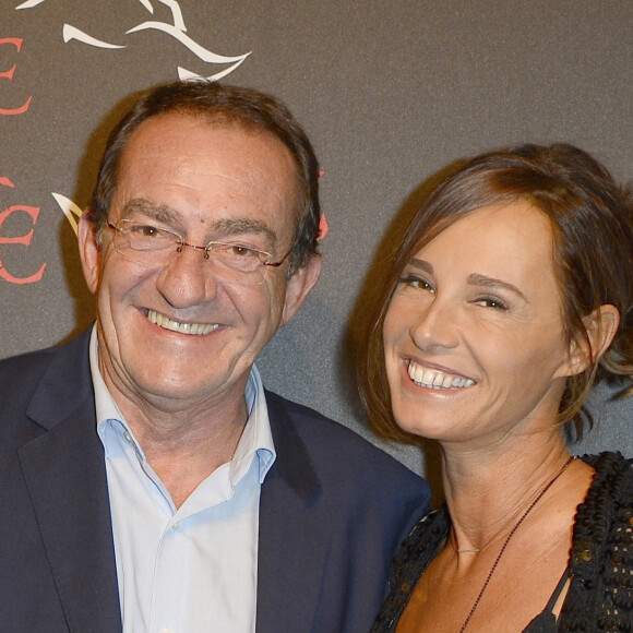 Jean-Pierre Pernaut et sa femme Nathalie Marquay - People a la generale de la comedie musicale "La Belle et la Bete" au Theatre Mogador a Paris le 24 octobre 2013.