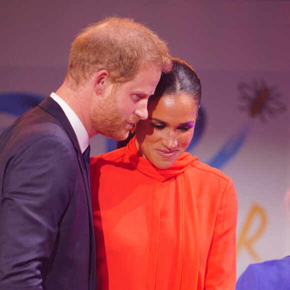 Le prince Harry, duc de Sussex et Meghan Markle, duchesse de Sussex, lors du "One Young World Summit 2022" à Manchester, le 5 septembre 2022.