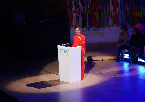 Le prince Harry, duc de Sussex et Meghan Markle, duchesse de Sussex, lors du "One Young World Summit 2022" à Manchester, le 5 septembre 2022.
