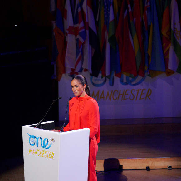 Le prince Harry, duc de Sussex et Meghan Markle, duchesse de Sussex, lors du "One Young World Summit 2022" à Manchester, le 5 septembre 2022.