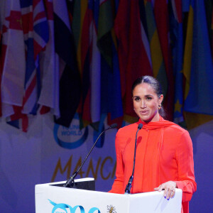 Le prince Harry, duc de Sussex et Meghan Markle, duchesse de Sussex, lors du "One Young World Summit 2022" à Manchester, le 5 septembre 2022.