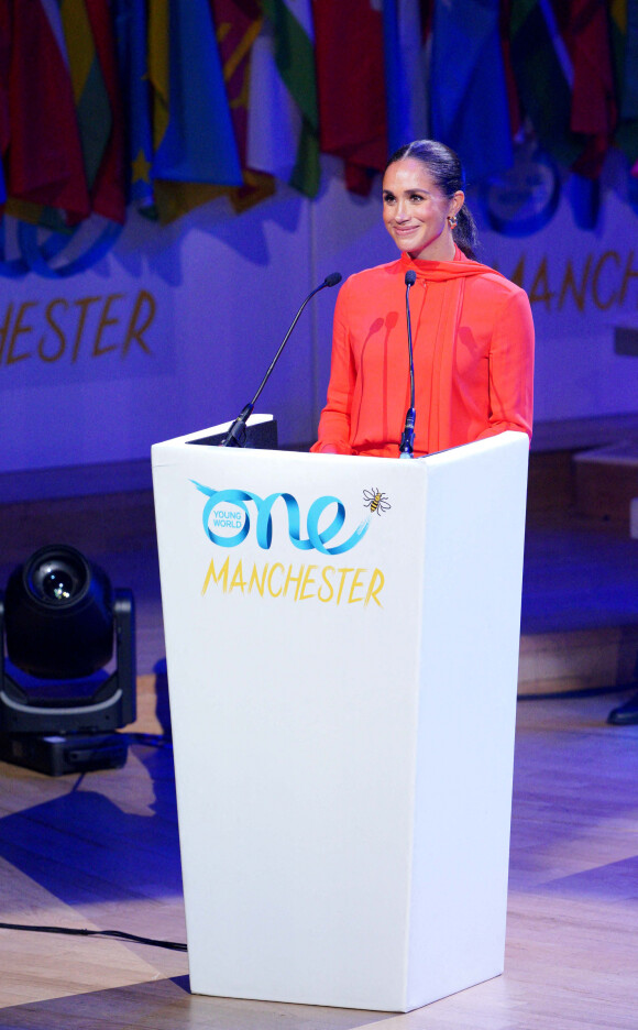 Le prince Harry, duc de Sussex et Meghan Markle, duchesse de Sussex, lors du "One Young World Summit 2022" à Manchester, le 5 septembre 2022.