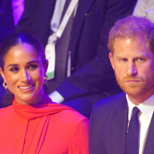 Le prince Harry, duc de Sussex et Meghan Markle, duchesse de Sussex, lors du "One Young World Summit 2022" à Manchester, le 5 septembre 2022.