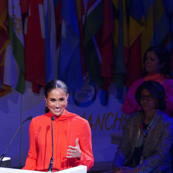 Le prince Harry, duc de Sussex et Meghan Markle, duchesse de Sussex, lors du "One Young World Summit 2022" à Manchester, le 5 septembre 2022.