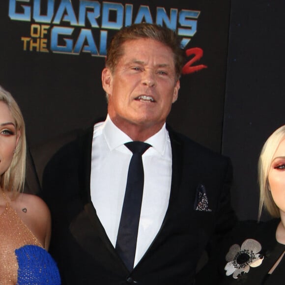 David Hasselhoff avec ses filles Taylor Ann et Hayley à la première de "Guardians Of The Galaxy 2" à Los Angeles, le 19 avril 2017. © CPA/Bestimage