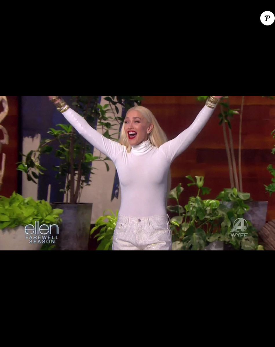 Gwen Stefani sur le plateau de l'émission "The Ellen Show" à Los Angeles, le 6 avril 2022.