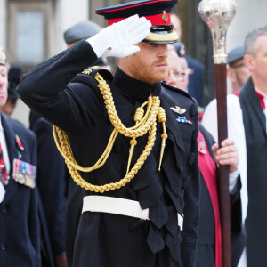 Le prince Harry assiste à la commémoration des champs du souvenir à l'abbaye de Westminster le 8 novembre 2018. 